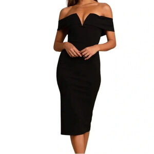 Lulus black my favorite night off shoulder midi dress